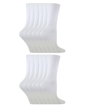 12 Paar Multipack Kinder Baumwolle bunte Casual Socken | Socken Snob | Plain Kleid Socken für Jungen & Mädchen - Weiß
