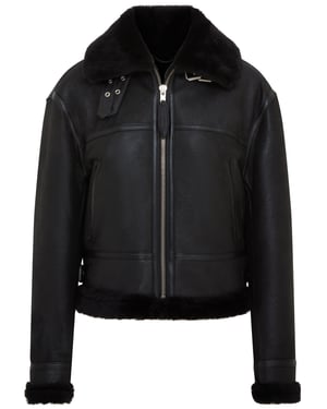 Schwarze Bomberjacke B3 aus Schaffell für Damen - Akiak