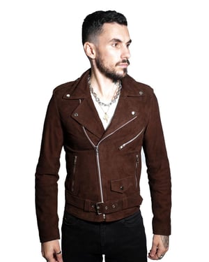 Herren-Brando-Bikerjacke aus Ziegenveloursleder – Melbourne
