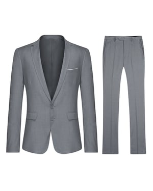 2-teiliger Slim Fit-Anzug für Herren mit zwei Knöpfen, hellgrau