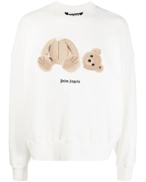 Palm Angels Bear Rundhals-Sweatshirt Weiß