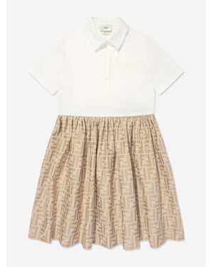 Fendi Mädchen FF Jacquard Kleid in Beige