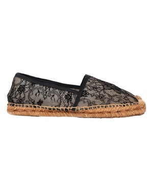 Dolce & Gabbana Spitzenschuhe aus Segeltuch in Schwarz