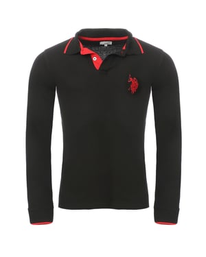 U.S. Polo Assn. Langarm Poloshirt in Schwarz