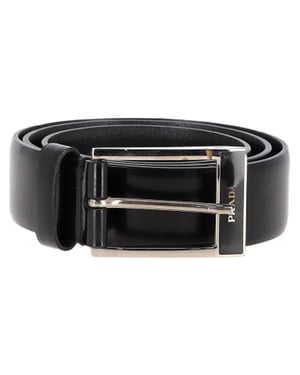 Prada Logo-Gürtel mit Schnalle aus schwarzem Leder