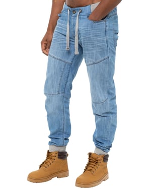 Enzo| Herren-Jogger-Jeans aus Denim mit Bündchen - Hellblau