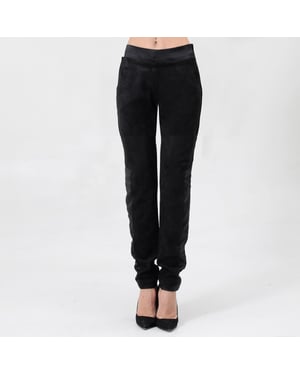 Gerade Hose aus Wildleder und Satin