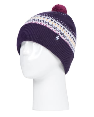 HEAT HOLDERS - Damen / Frauen gestrickte Beanie Bommelmütze mit Pom Pom
