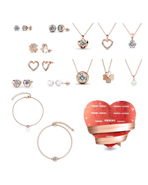 Valentine's Day Herz Box - 14 Juwelen - Rose Gold und Kristall