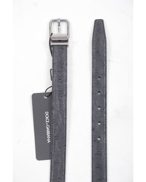 Dolce & Gabbana Men's Black Exotic Skin Pattern Silver Buckle Belt (Ceinture à boucle argentée)