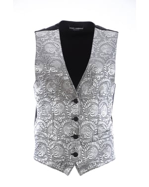 Dolce & Gabbana Top métallique sans manches en brocart argenté pour femme