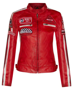 Damen-Lederjacke mit Biker-Rennabzeichen-Agadir