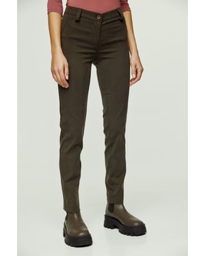 Khaki Fitted Full Length Pants