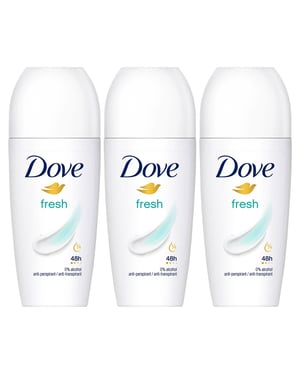 Dove Fresh Roll-On Antitranspirant bis zu 48 Stunden Schutz vor Schweiß und Geruch, 3x50ml