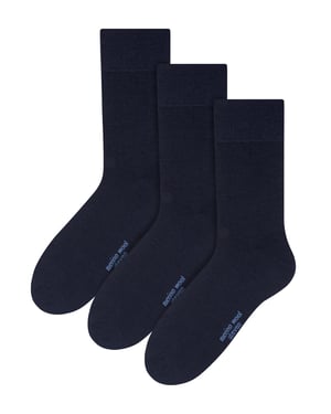 Steven - 3 Paar Multipack Herren Original Merinowolle Socken - Navy