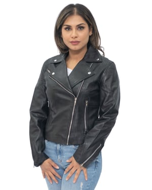Damen-Bikerjacke aus Leder – Sansibar