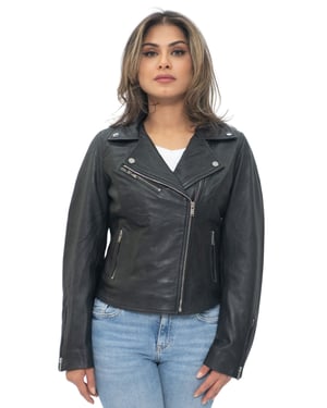 Damen-Leder-Klassiker-Biker-Brando-Jacke-Baku