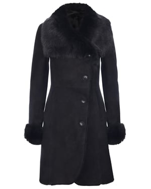 Damenmantel aus Wildleder-Merino-Lammfell mit Toscana-Kragen – Hanoi