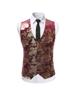 Einreihige Slim Fit Weste mit Print Kastanienbraun