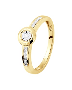 Diamant Solitär unterstützt 0,070 Cts Illusion 1 Ct Gelbgold