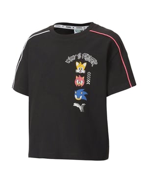 Puma x Sega Graphic Kurzärmel Crew Neck Schwarze Kinder T-Shirt 596316 01