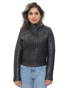 Damen-Leder-Bikerjacke-Konya