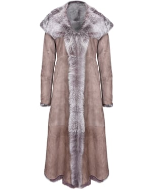 Langer Damen-Trenchcoat aus Toscana-Schaffell mit Kapuze – Donetsk