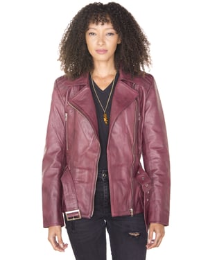 Lange Damen-Bikerjacke aus Leder – Quito