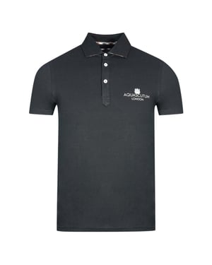 Aquascutum London Bold Logo Schwarzes Poloshirt
