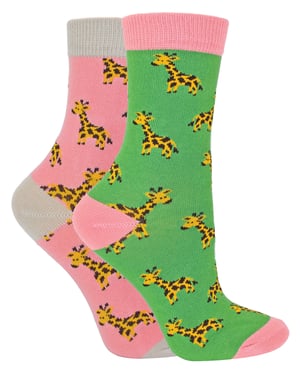 Miss Sparrow - 2er-Pack Mädchen Bambus Tier gemusterte Socken - Giraffen