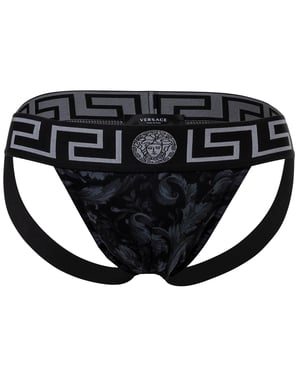 Versace Stretch Organic Jersey Barocco All Over Jockstrap