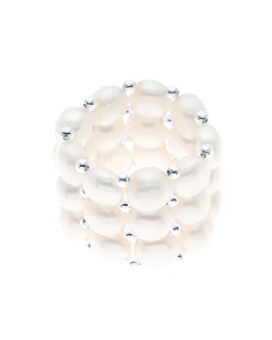 Ring 3 Reihen – Handgefertigt – aus echten Süßwasserperlen – Fabre Natürlich Weiss – 4 mm