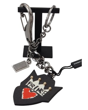 Dolce & Gabbana Black Prince Nieten Logo Silber Messing Herren Schlüsselanhänger
