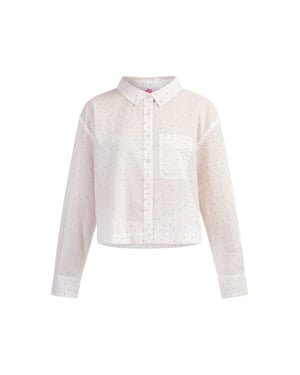 Mymo Hemdbluse Damen Weiss Pinkorange Punkte