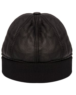 Schwarze Herren-Mütze aus 100 % Schaffell