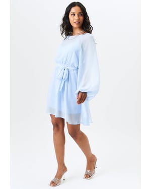 Langärmeliges Chiffon-Folien-Minikleid