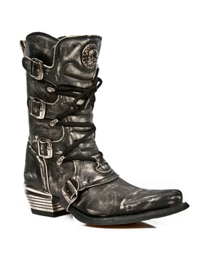 Graue Dallas-Lederstiefel für Herren von New Rock – M.7993-S3