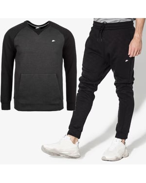 Nike Sportswear Optic Herren-Fleece-Crew-Trainingsanzug in Schwarz