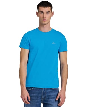 Gant | Herren T-Shirt mit Rundhalsausschnitt Kontrast Logo - Blau