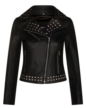 Damen Gothic Biker-Lederjacke mit Nieten-Bilbao