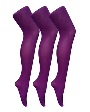 3 Paar Multipack Damen farbige undurchsichtige 80 Denier Strumpfhosen | Sock Snob | einfarbige Blockfarbe Strumpfhosen - Imperial Purple