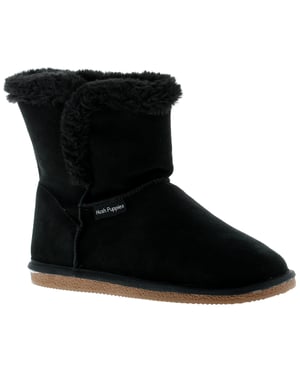 Hush Puppies Womens Stiefel Ashleigh Leder Slip On schwarz