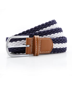 Asquith & Fox Herren Zweifarbiger Streifen Flechtgürtel (Navy/Weiß)