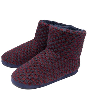 DUNLOP - Herren-Pelz-Sherpa-Gedächtnis-Schaumstoff-Pantoffelstiefel (8, Navy/Burgund)