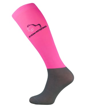 COMODO - Femme Chaussettes Equitation | Chaussettes Hautes Longues pour Eté - Rose Néon