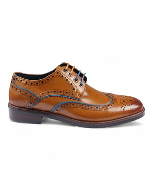 Justin Reess Herren-Brogue-Schuhe aus braunem Leder, klassisch, Simon