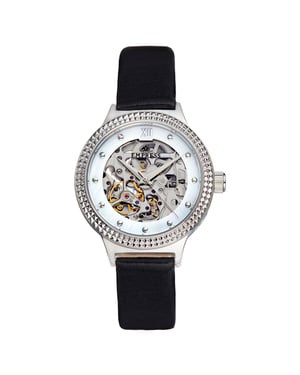 Empress Alice Automatic MOP Skeleton Dial Leather-Band Watch