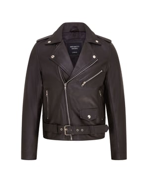 Schwarze klassische Brando-Leder-Bikerjacke für Herren – Heinola