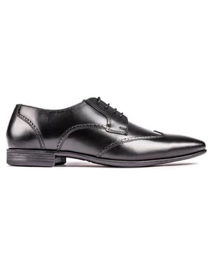 Herren Lambretta Blair Leder Flügelspitze Schuhe in Schwarz