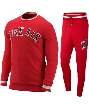 Nike Air Fleece Full Crewneck Trainingsanzug Set Rot